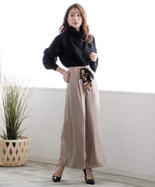 セール Boutique ジュリアブティック のファッション Julia ケーブル編みタートルネックニットトップス 20669 ニット セーター Julia