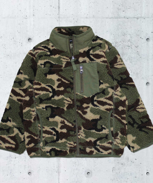 シープボア 迷彩 スタンドネック ボア ジャケット キッズ（ブルゾン