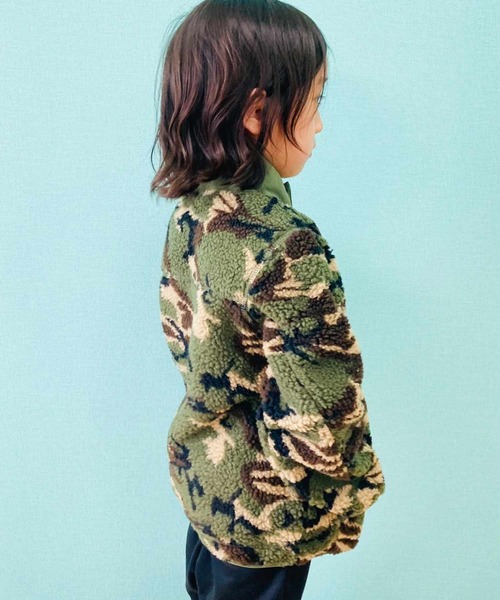 シープボア 迷彩 スタンドネック ボア ジャケット キッズ（ブルゾン