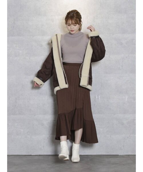 dazzlin（ダズリン）の「ダブルプリーツフレアスカート（スカート・レディース・ベージュ/ブラウン・SMALL/MEDIUM）」の12枚目の写真