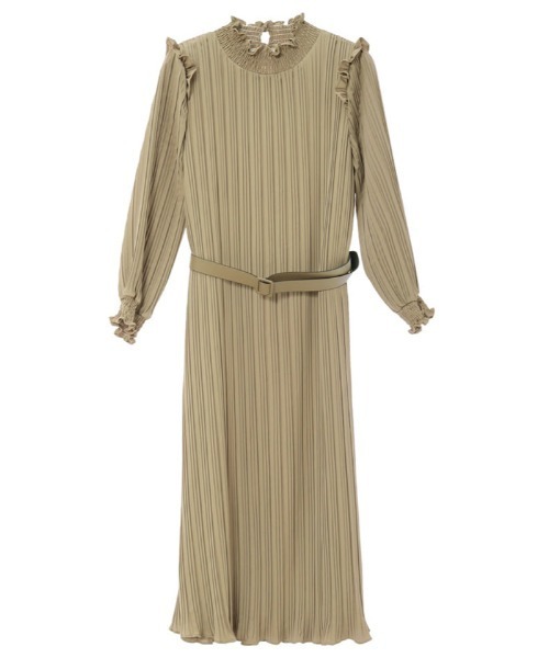 fifth（フィフス）の「ベルト付スタンドカラープリーツワンピース（ワンピース・レディース・ブラック/モカ・MEDIUM）」の8枚目の写真