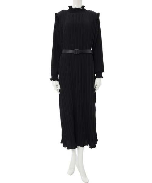 fifth（フィフス）の「ベルト付スタンドカラープリーツワンピース（ワンピース・レディース・ブラック/モカ・MEDIUM）」の9枚目の写真