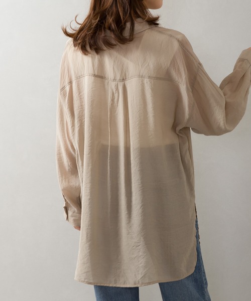 SpRay（スプレイ）の「シアーＢＩＧシャツ（シャツ/ブラウス・レディース・アイボリー/ブラック/イエロー×グリーン/ベージュ/ライトカーキ/ラベンダー/ピンク・FREE）」の21枚目の写真