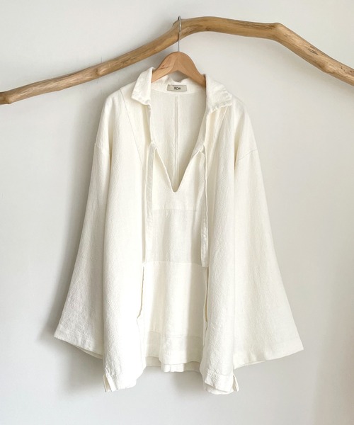 CANAL JEAN（キャナルジーン）の「RED CHOP WORKS(レッドチョップワークス) コットンリネンメキシカンプルオーバー（Tシャツ/カットソー・レディース・ホワイト・38）」の9枚目の写真