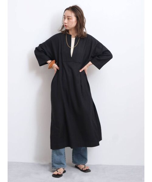 Ungrid（アングリッド）の「リネン混ワンピース（ワンピース・レディース・ブラック/アイボリー・FREE）」の13枚目の写真