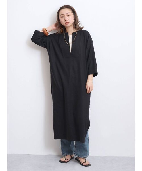 Ungrid（アングリッド）の「リネン混ワンピース（ワンピース・レディース・ブラック/アイボリー・FREE）」の15枚目の写真