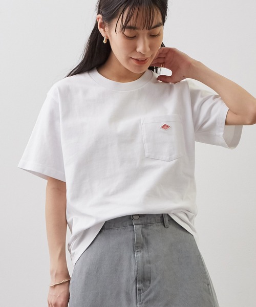 DANTON(ダントン)の「【DANTON】ポケット付きクルーネックTシャツ(Tシャツ/カットソー・レディース・ホワイト/ライトグレー/ブラック/ベージュ/ブルー系その他3・38/36)」の2枚目の写真
