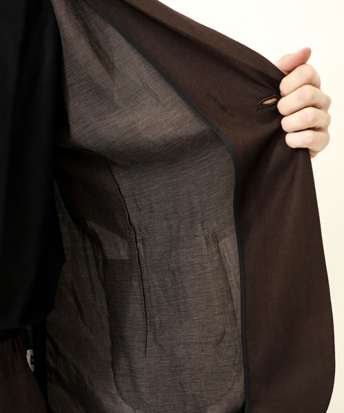 KIIT(キート)の「STUDIOUS別注 テロテロジャケット/EX.TEROTERO JKT(テーラードジャケット・メンズ・ブラック/ブラウン・1/2)」の3枚目の写真