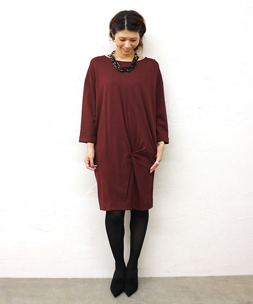 mystic（ミスティック）の「ツイストディテールワンピ（ワンピース・レディース・ネイビー/ボルドー/チャコールグレー・ﾌﾘ-）」の3枚目の写真