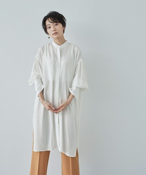 miette（ミエット）の「ﾎﾞﾘｭｰﾑｷﾞｬｻﾞｰ比翼ｼｬﾂ（シャツ/ブラウス・レディース・オフホワイト/ブルーグレー/イエロー系その他・FREE）」の2枚目の写真