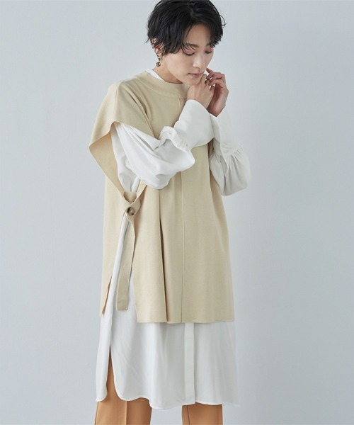 miette（ミエット）の「ﾎﾞﾘｭｰﾑｷﾞｬｻﾞｰ比翼ｼｬﾂ（シャツ/ブラウス・レディース・オフホワイト/ブルーグレー/イエロー系その他・FREE）」の6枚目の写真