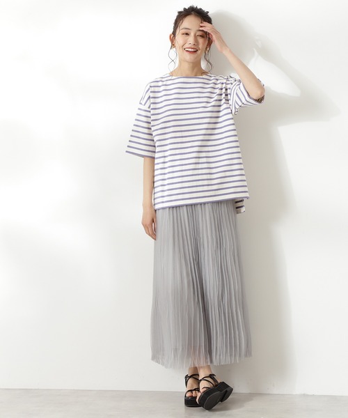 N.（N. Natural Beauty Basic）（エヌエヌナチュラルビューティーベーシック）の「◆度詰めボーダーＴシャツ（Tシャツ/カットソー・レディース・パープル系その他/ブルー系その他/ブラック系その他・MEDIUM）」の4枚目の写真