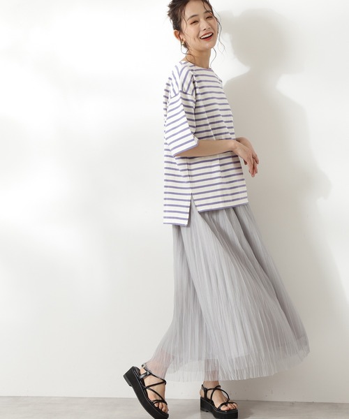 N.（N. Natural Beauty Basic）（エヌエヌナチュラルビューティーベーシック）の「◆度詰めボーダーＴシャツ（Tシャツ/カットソー・レディース・パープル系その他/ブルー系その他/ブラック系その他・MEDIUM）」の7枚目の写真
