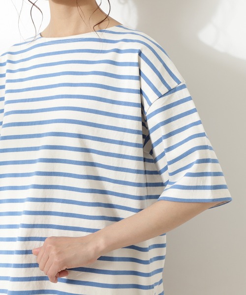 N.（N. Natural Beauty Basic）（エヌエヌナチュラルビューティーベーシック）の「◆度詰めボーダーＴシャツ（Tシャツ/カットソー・レディース・パープル系その他/ブルー系その他/ブラック系その他・MEDIUM）」の6枚目の写真