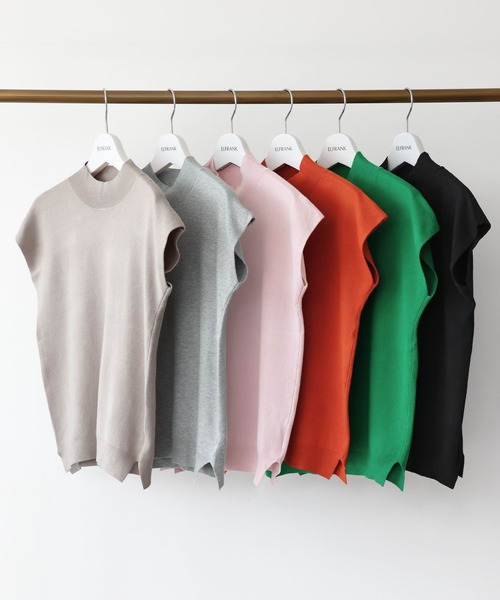 ELFRANK(エルフランク)の「ハイネック 半袖 サマーニット プルオーバー モックネック(ニット/セーター・レディース・ブラック/グレー/ベージュ/クリーム/オレンジ/グリーン/ピンク・FREE)」の8枚目の写真