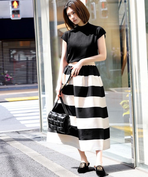 ELFRANK(エルフランク)の「ハイネック 半袖 サマーニット プルオーバー モックネック(ニット/セーター・レディース・ブラック/グレー/ベージュ/クリーム/オレンジ/グリーン/ピンク・FREE)」の9枚目の写真