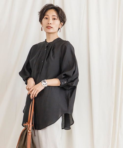 CIENA(シエナ)の「2wayスタンドカラーボリュームハーフスリーブシアーシャツ(シャツ/ブラウス・レディース・オフホワイト/グリーン/ブルー/ブラック・FREE)」の19枚目の写真