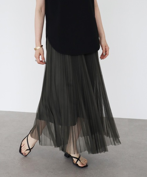 AMERICAN HOLIC（アメリカンホリック）の「プリーツチュールスカート　＊＊（スカート・レディース・ベージュ/ライトグレー/チャコールグレー・FREE）」の2枚目の写真