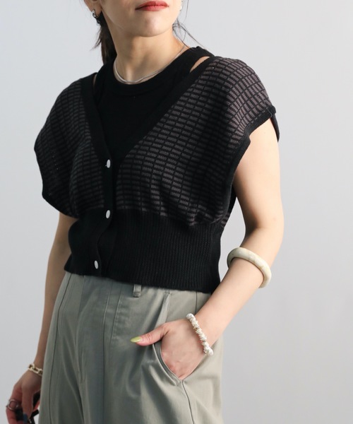 ap retro（アプレトロ）の「ジャガードニットベスト【ZOZO限定アイテム】（ベスト・レディース・ブラック/ライトベージュ/ブルー・FREE）」の5枚目の写真
