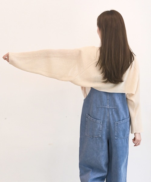 me+em select（ミームセレクト）の「メッシュサマーニットショートカーディガン（カーディガン/ボレロ・レディース・スカイブルー/ブラック/ベージュ/イエロー・FREE）」の3枚目の写真