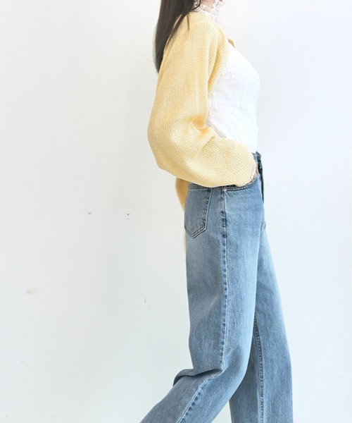 me+em select（ミームセレクト）の「メッシュサマーニットショートカーディガン（カーディガン/ボレロ・レディース・スカイブルー/ブラック/ベージュ/イエロー・FREE）」の15枚目の写真