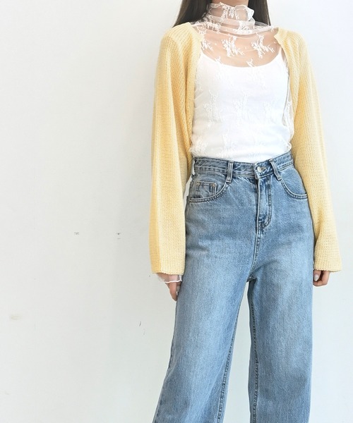 me+em select（ミームセレクト）の「メッシュサマーニットショートカーディガン（カーディガン/ボレロ・レディース・スカイブルー/ブラック/ベージュ/イエロー・FREE）」の17枚目の写真