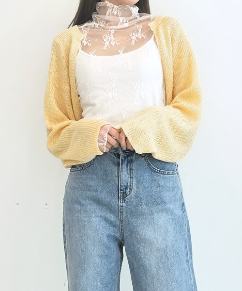 me+em select（ミームセレクト）の「メッシュサマーニットショートカーディガン（カーディガン/ボレロ・レディース・スカイブルー/ブラック/ベージュ/イエロー・FREE）」の18枚目の写真