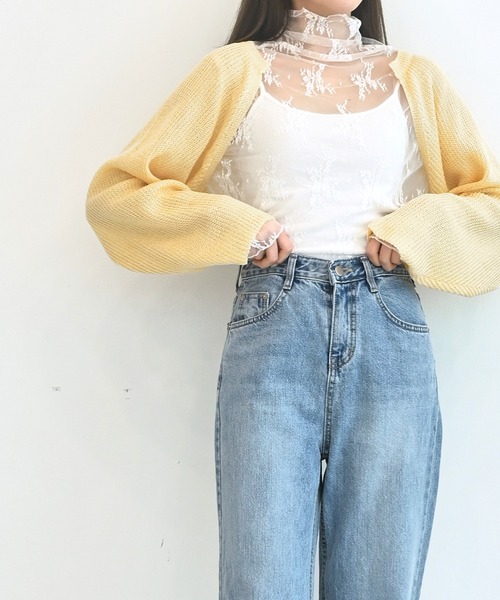 me+em select（ミームセレクト）の「メッシュサマーニットショートカーディガン（カーディガン/ボレロ・レディース・スカイブルー/ブラック/ベージュ/イエロー・FREE）」の19枚目の写真