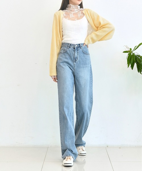 me+em select（ミームセレクト）の「メッシュサマーニットショートカーディガン（カーディガン/ボレロ・レディース・スカイブルー/ブラック/ベージュ/イエロー・FREE）」の21枚目の写真