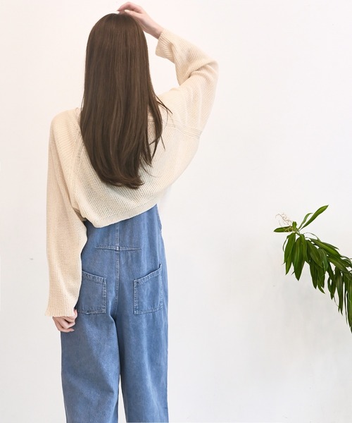 me+em select（ミームセレクト）の「メッシュサマーニットショートカーディガン（カーディガン/ボレロ・レディース・スカイブルー/ブラック/ベージュ/イエロー・FREE）」の9枚目の写真