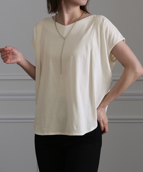 ElegChic(エレグシック)の「2WAYボタンカットソー(Tシャツ/カットソー・レディース・ブラック/ライトベージュ/ホワイト・4L/XL/M)」の2枚目の写真