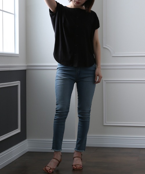 ElegChic(エレグシック)の「2WAYボタンカットソー(Tシャツ/カットソー・レディース・ブラック/ライトベージュ/ホワイト・4L/XL/M)」の22枚目の写真