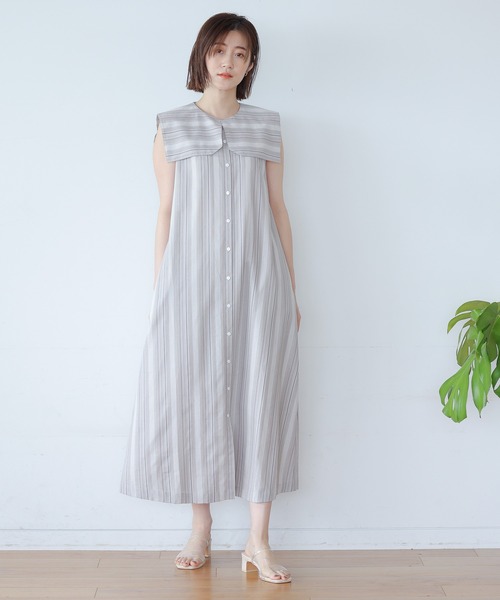 セール Coストライプビッグカラーワンピース ワンピース Apart By Lowrys アパートバイローリーズ のファッション通販 Zozotown