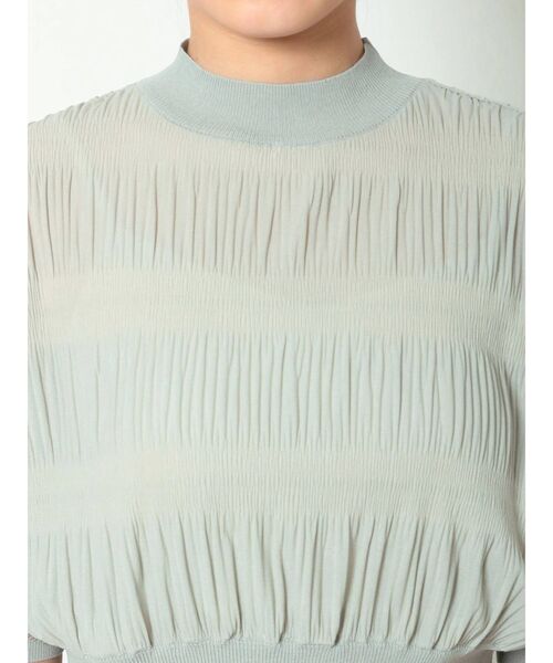 MERCURYDUO（マーキュリーデュオ）の「キャミ付シアーマジョリカプリーツコンパクトニット（ニット/セーター・レディース・ブラック/オフホワイト/ミント・FREE）」の8枚目の写真