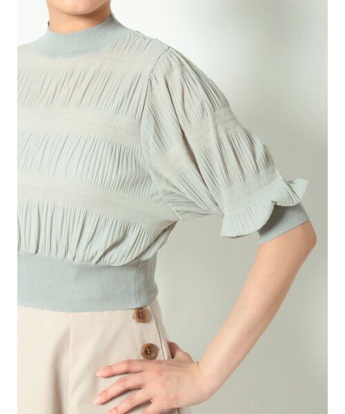 MERCURYDUO（マーキュリーデュオ）の「キャミ付シアーマジョリカプリーツコンパクトニット（ニット/セーター・レディース・ブラック/オフホワイト/ミント・FREE）」の10枚目の写真