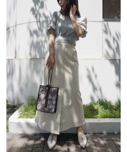 MERCURYDUO（マーキュリーデュオ）の「キャミ付シアーマジョリカプリーツコンパクトニット（ニット/セーター・レディース・ブラック/オフホワイト/ミント・FREE）」の20枚目の写真