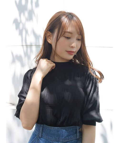 MERCURYDUO（マーキュリーデュオ）の「キャミ付シアーマジョリカプリーツコンパクトニット（ニット/セーター・レディース・ブラック/オフホワイト/ミント・FREE）」の21枚目の写真