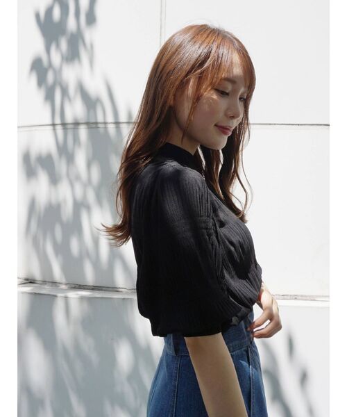 MERCURYDUO（マーキュリーデュオ）の「キャミ付シアーマジョリカプリーツコンパクトニット（ニット/セーター・レディース・ブラック/オフホワイト/ミント・FREE）」の22枚目の写真