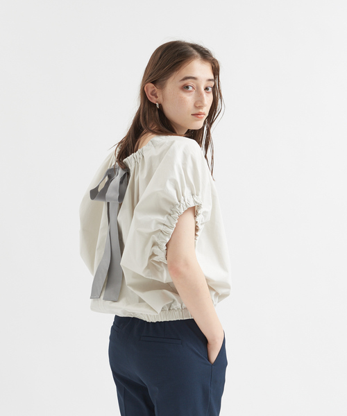 Rouge vif(ルージュヴィフ)の「リボンドルマンブラウス(シャツ/ブラウス・レディース・ホワイト/ライトグレー/ネイビー・フリー)」の3枚目の写真