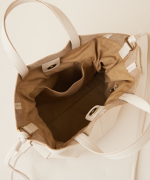 SHENERY(シーナリー)の「レザー巾着ショルダーバッグ(トートバッグ・レディース・ブラック/オフホワイト/シルバー・FREE)」の13枚目の写真