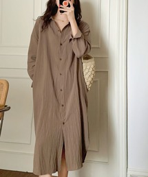 me+em select | サイドスリットコットンロングシャツ(シャツワンピース)