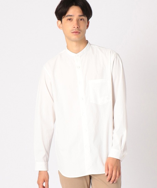 COMME CA ISM（コムサイズム）の「《NOTO　QUALITY》　リラックスフィット　バンドカラーシャツ（シャツ/ブラウス・メンズ・ホワイト/ブラウン/グリーン/グレイッシュベージュ・SMALL/MEDIUM/LARGE）」の2枚目の写真