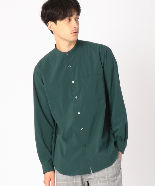 COMME CA ISM（コムサイズム）の「《NOTO　QUALITY》　リラックスフィット　バンドカラーシャツ（シャツ/ブラウス・メンズ・ホワイト/ブラウン/グリーン/グレイッシュベージュ・SMALL/MEDIUM/LARGE）」の4枚目の写真