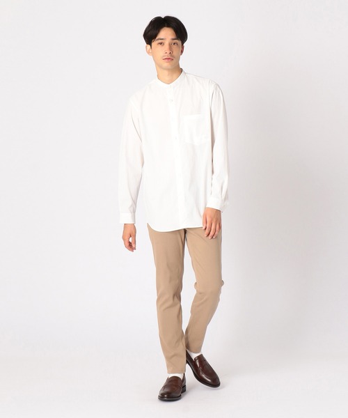 COMME CA ISM（コムサイズム）の「《NOTO　QUALITY》　リラックスフィット　バンドカラーシャツ（シャツ/ブラウス・メンズ・ホワイト/ブラウン/グリーン/グレイッシュベージュ・SMALL/MEDIUM/LARGE）」の13枚目の写真