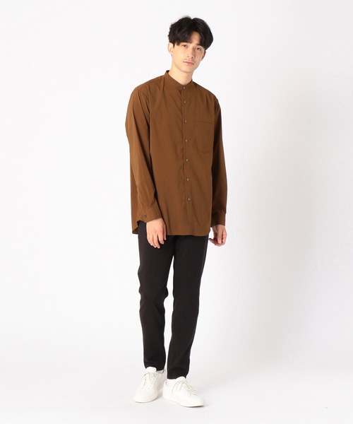 COMME CA ISM（コムサイズム）の「《NOTO　QUALITY》　リラックスフィット　バンドカラーシャツ（シャツ/ブラウス・メンズ・ホワイト/ブラウン/グリーン/グレイッシュベージュ・SMALL/MEDIUM/LARGE）」の6枚目の写真