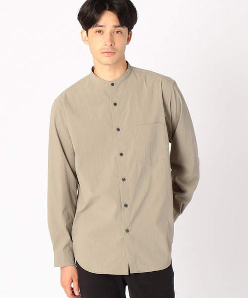 COMME CA ISM（コムサイズム）の「《NOTO　QUALITY》　リラックスフィット　バンドカラーシャツ（シャツ/ブラウス・メンズ・ホワイト/ブラウン/グリーン/グレイッシュベージュ・SMALL/MEDIUM/LARGE）」の9枚目の写真