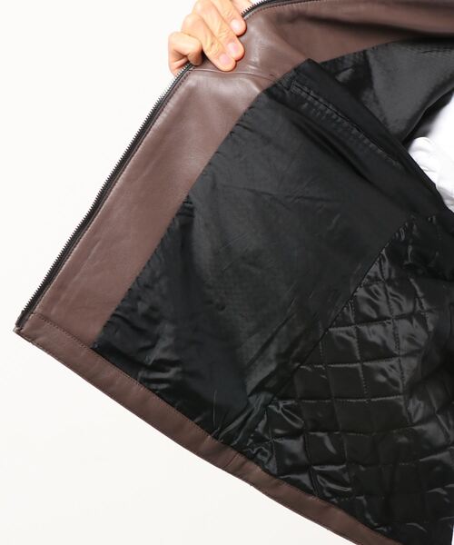 MONSIEUR NICOLE(ムッシュニコル)の「【ex/tra】シープレザー ハイブリッドライダースブルゾン(ライダースジャケット・メンズ・ブラウン/ブルーグレー・MEDIUM/LARGE/SMALL)」の5枚目の写真