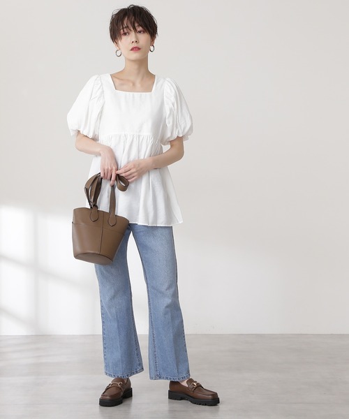 N.(N. Natural Beauty Basic)(エヌエヌナチュラルビューティーベーシック)の「バルーンパフブラウス(シャツ/ブラウス・レディース・ホワイト/ブラック/ピンク・MEDIUM)」の9枚目の写真