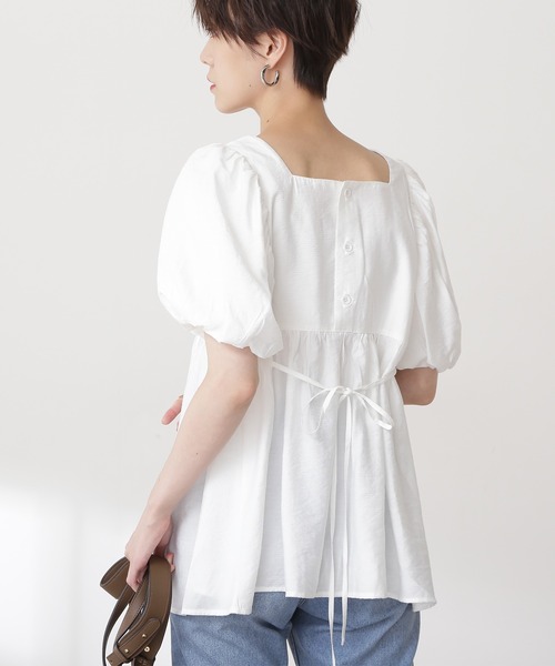 N.(N. Natural Beauty Basic)(エヌエヌナチュラルビューティーベーシック)の「バルーンパフブラウス(シャツ/ブラウス・レディース・ホワイト/ブラック/ピンク・MEDIUM)」の4枚目の写真
