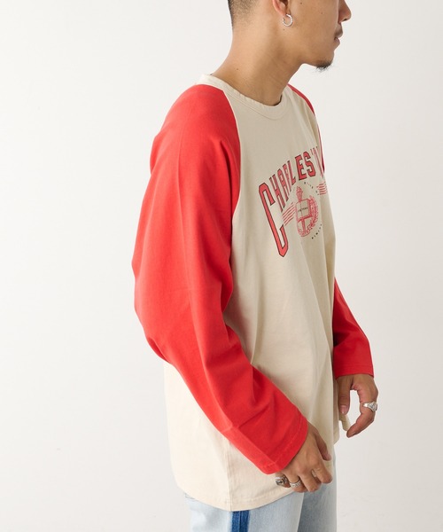 DISCOAT(ディスコート)の「【ARTEX/アルテックス】ラグラン配色ロングTシャツ(Tシャツ/カットソー・メンズ・チャコールグレー/グリーン/レッド・MEDIUM/LARGE)」の16枚目の写真